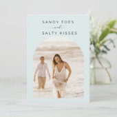 Eenvoudige Beach Weddenfoto Save the Date (Staand voorkant)