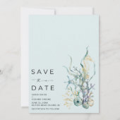 Eenvoudige Beach Weddenfoto Save the Date (Achterkant)