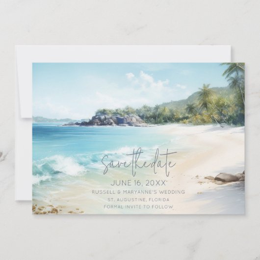 Eenvoudige Beach Weddenfoto Save the Date (Voorkant)