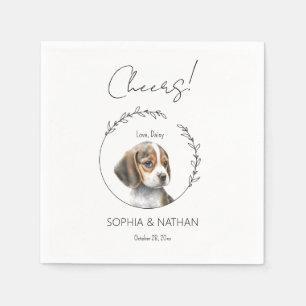 Eenvoudige Beagle Puppy Hond Bruiloft Cocktail ser Servet