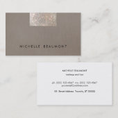 Eenvoudige Beauty en Mode Chic Faux Sequin Taupe Visitekaartje (Voorkant / Achterkant)