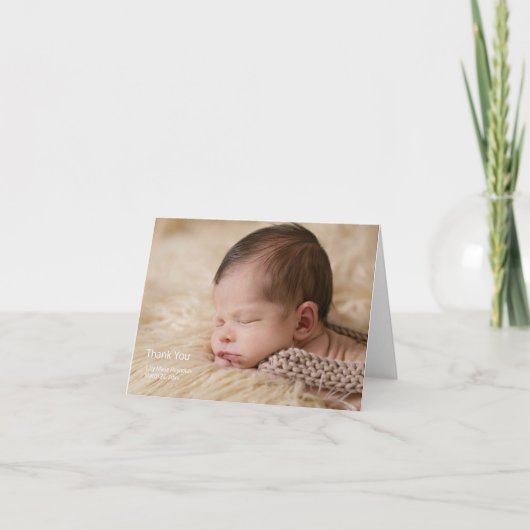 Eenvoudige bedankfoto Geboorteaankondiging Bedankkaart (Voorkant)