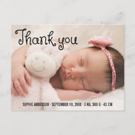 Eenvoudige bedankfoto Geboorteaankondiging Briefkaart