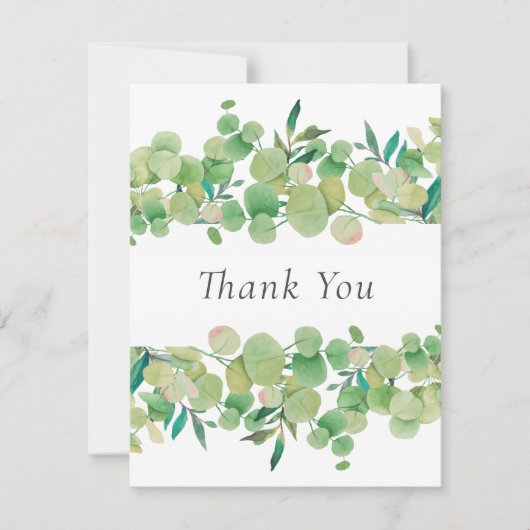 Eenvoudige Bedankkaart met Eucalyptus Bloemen voor (Voorkant)