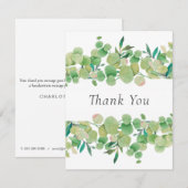 Eenvoudige Bedankkaart met Eucalyptus Bloemen voor (Voorkant / Achterkant)