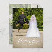 Eenvoudige Bedankt Foto bruiloft Dank u Briefkaart (Voorkant / Achterkant)