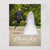 Eenvoudige Bedankt Foto bruiloft Dank u Briefkaart (Voorkant)
