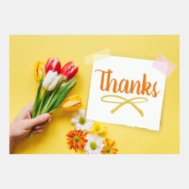 Eenvoudige Bedankt met bloemen en notitie