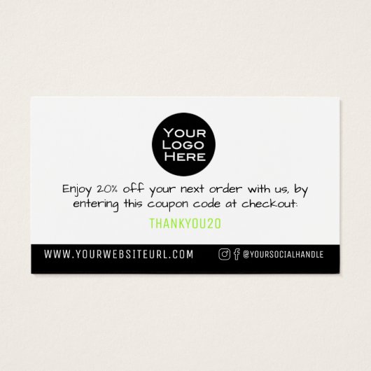 Eenvoudige Bedankt voor het invoegen van kortingen Visitekaartje (Achterkant)