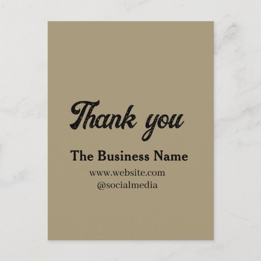 Eenvoudige bedanktekst bedrijf naam details tekst  briefkaart (Voorkant)