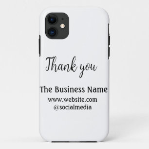 Eenvoudige bedanktekst met bedrijfsnaam details te Case-Mate iPhone case