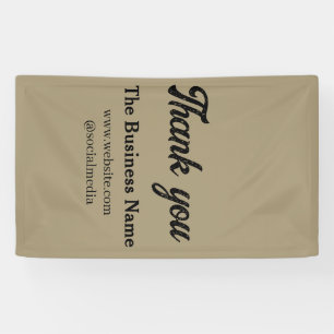 Eenvoudige bedanktekst met bedrijfsnaam details te spandoek