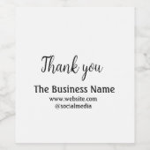 Eenvoudige bedanktekst met bedrijfsnaam details te wijn etiket (Enkel label)