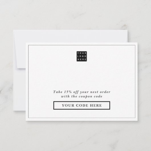 Eenvoudige Bedrijf Logo Kortingscode Dank u Notitiekaartje (Achterkant)
