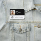 Eenvoudige Bedrijf Logo Zwart Medewerker Foto Naamplaatje (In situ)