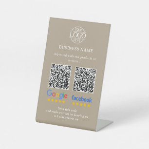 Eenvoudige Bedrijfs Google & Facebook Reviews QR C Reclamebord Met Voetstuk