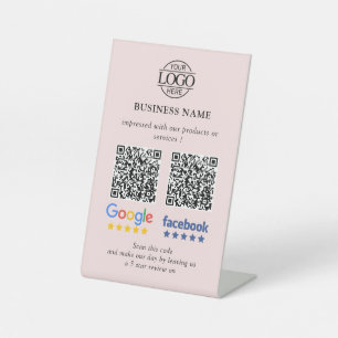 Eenvoudige Bedrijfs Google & Facebook Reviews QR C Reclamebord Met Voetstuk