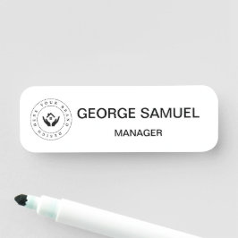 Eenvoudige bedrijfs-Logo-werknemersnaam en titel Naamplaatje