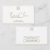 Eenvoudige bedrijfsLogo Promotiecode Gold Dank u Notitiekaartje (Voorkant / Achterkant)