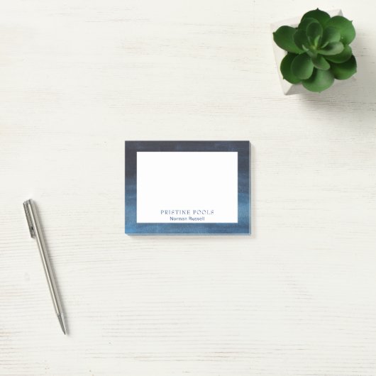 Eenvoudige bedrijfsnaam Navyblauw modern Post-it® Notes (Kantoor)