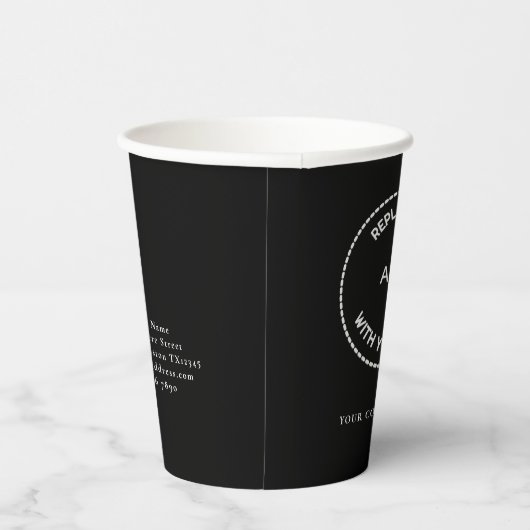Eenvoudige bedrijfsnaam (zwart) papieren bekers (Rechts)