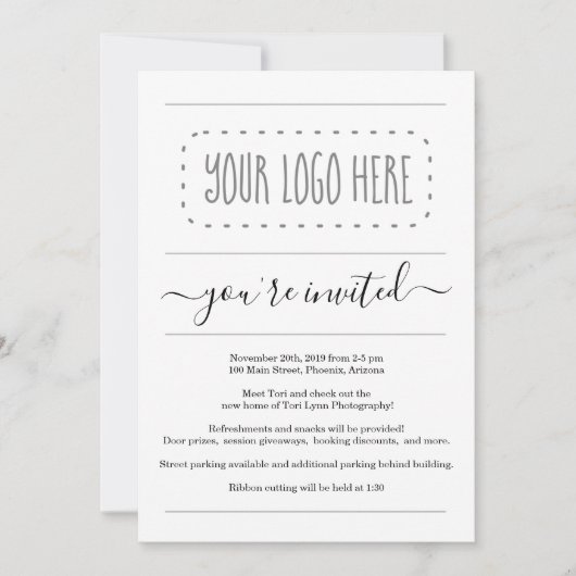 Eenvoudige BedrijfsUitnodiging - voeg Logo toe Kaart (Voorkant)