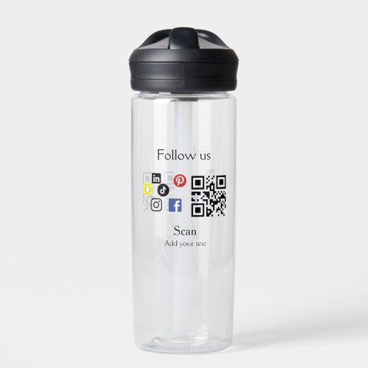 Eenvoudige bedrijfswebsite barcode QR-code Waterfles (Voorkant)