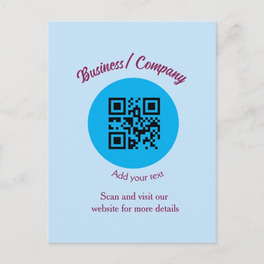 Eenvoudige bedrijfswebsite barcode QR naam toevoeg Briefkaart (Voorkant)