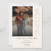 Eenvoudige Bege Photo bruiloft uitnodiging (Voorkant)