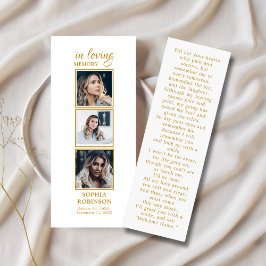 Eenvoudige begrafenis 3 foto gouden sympathie gebe mini visitekaartje