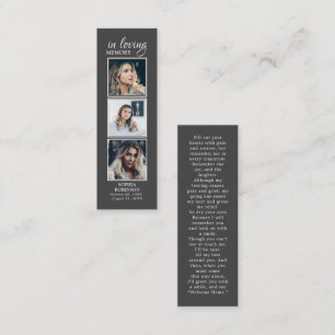 Eenvoudige begrafenis 3 Foto Sympathy Grey Prayer Mini Visitekaartje