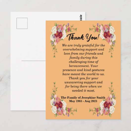 Eenvoudige begrafenis Bedankt bericht voor uw cond Briefkaart (Voorkant / Achterkant)