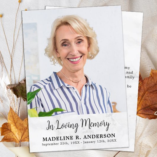 Eenvoudige Begrafenis Custom Photo Memorial Sympat Bedankkaart