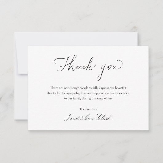 Eenvoudige begrafenis Dank u Kaart Nota (Voorkant)