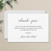 Eenvoudige begrafenis Dank u Kaart Nota