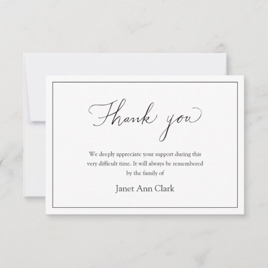 Eenvoudige begrafenis Dank u Kaart Nota (Voorkant)
