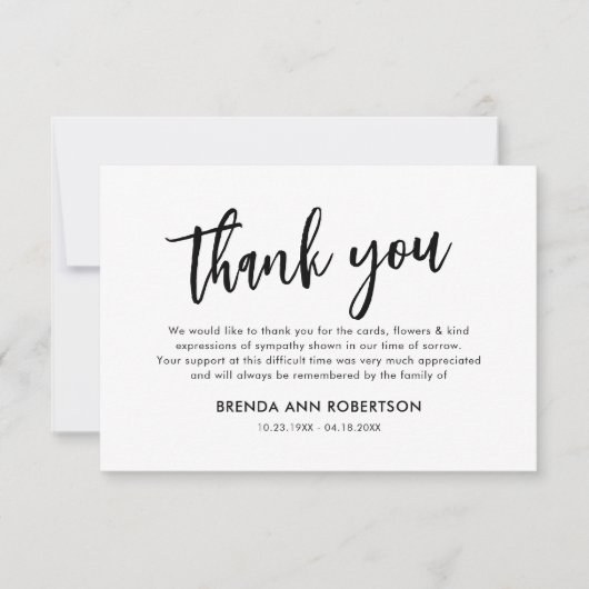 Eenvoudige begrafenis Dank u sympathie Bedankkaart (Voorkant)