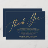 Eenvoudige begrafenis en goudkalligrafie bedankkaart (Voorkant / Achterkant)