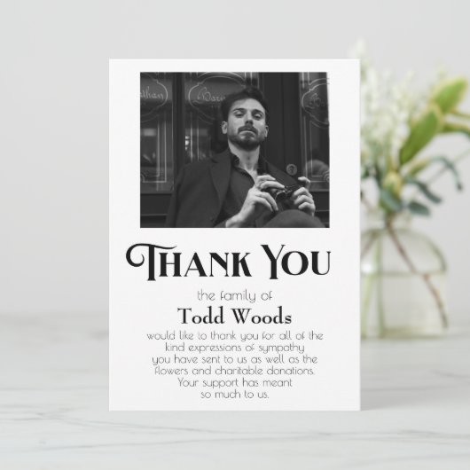 Eenvoudige begrafenis foto sympathie dank u kaart (Staand voorkant)