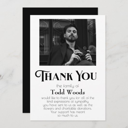 Eenvoudige begrafenis foto sympathie dank u kaart (Voorkant / Achterkant)