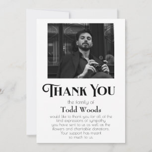 Eenvoudige begrafenis foto sympathie dank u kaart