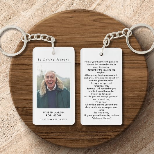 Eenvoudige begrafenis foto sympathie gebed sleutelhanger