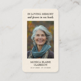 Eenvoudige begrafenis gedenkfoto gebed Kaart Visitekaartje