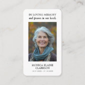 Eenvoudige begrafenis gedenkfoto gebed Kaart Visitekaartje (Voorkant)