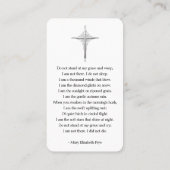 Eenvoudige begrafenis gedenkfoto gebed Kaart Visitekaartje (Achterkant)