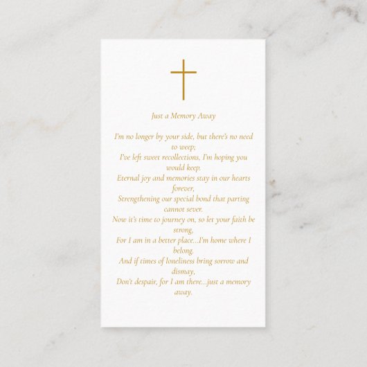 Eenvoudige begrafenis gedenkfoto gebed Kaart Visitekaartje (Achterkant)