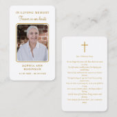 Eenvoudige begrafenis gedenkfoto gebed Kaart Visitekaartje (Voorkant / Achterkant)