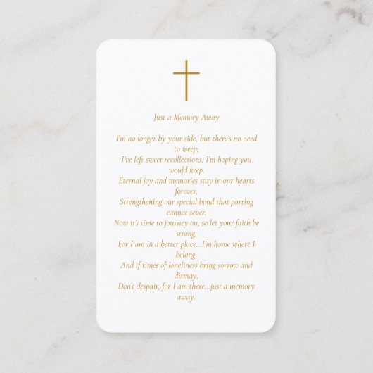 Eenvoudige begrafenis gedenkfoto gebed Kaart Visitekaartje (Achterkant)