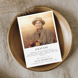 Eenvoudige begrafenis gracias spaanse foto bedankkaart