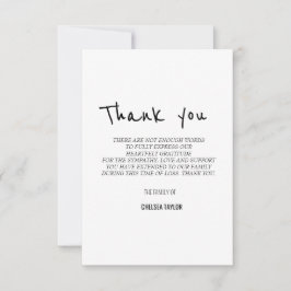 Eenvoudige begrafenis handschrift sympathie bedankkaart